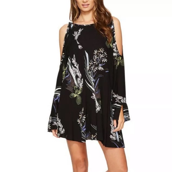 NWT FREE PEOPLE Black Dress Size M Floral Print - Picture 1 of 7
